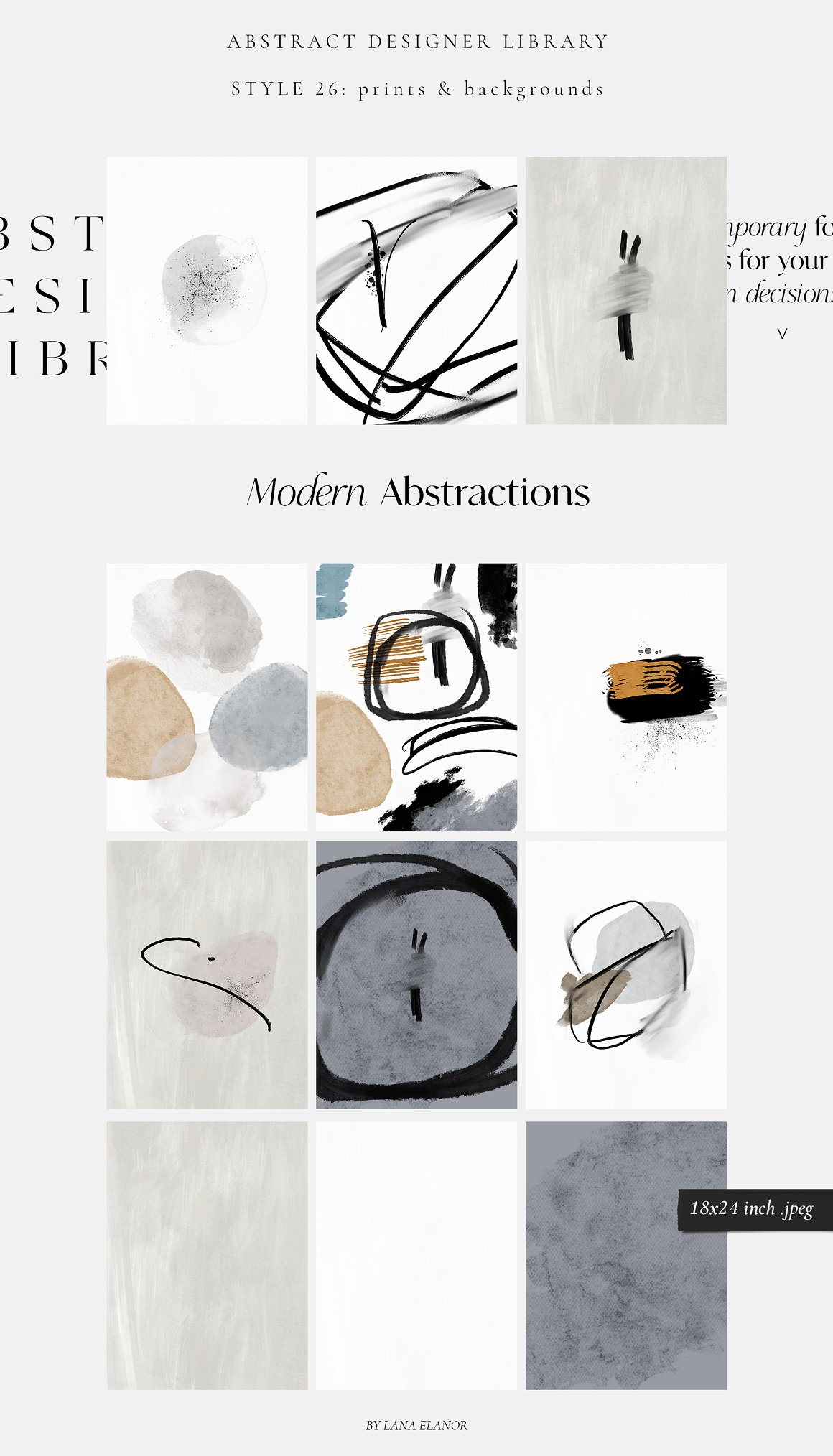 Modern abstractions library on a gray background.