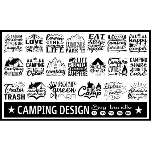 A pack of wonderful images for prints on the theme of camping