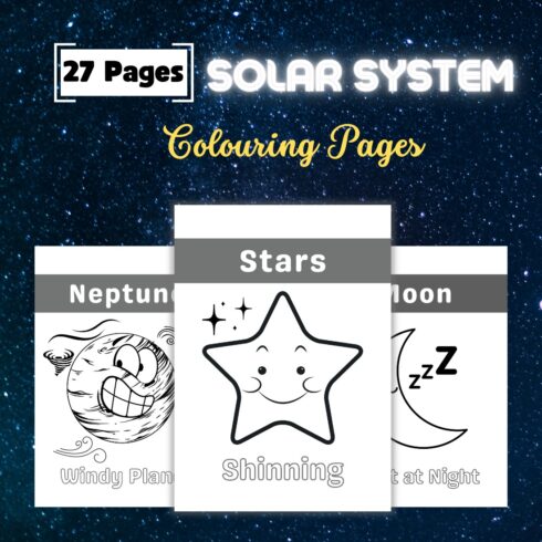 Solar System Coloring Book for Kids Template cover image.