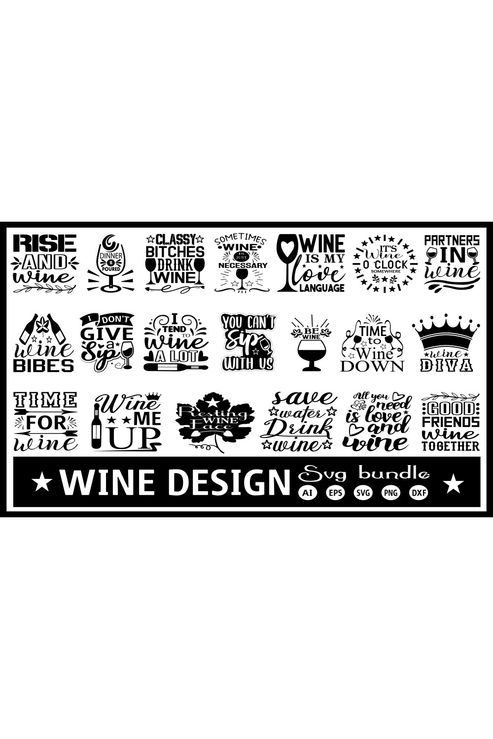 Wine SVG Design Bundle pinterest image.