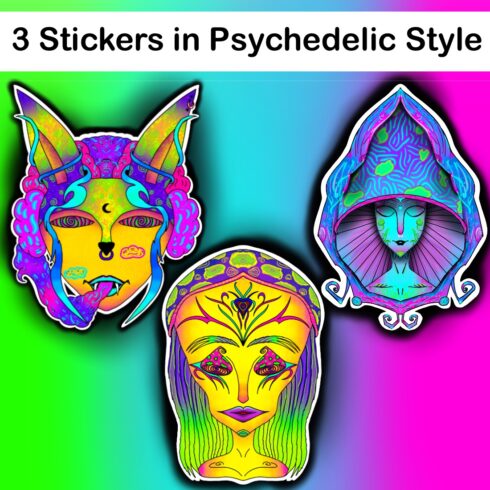 3 Stickers in Psychedelic Style main cover.