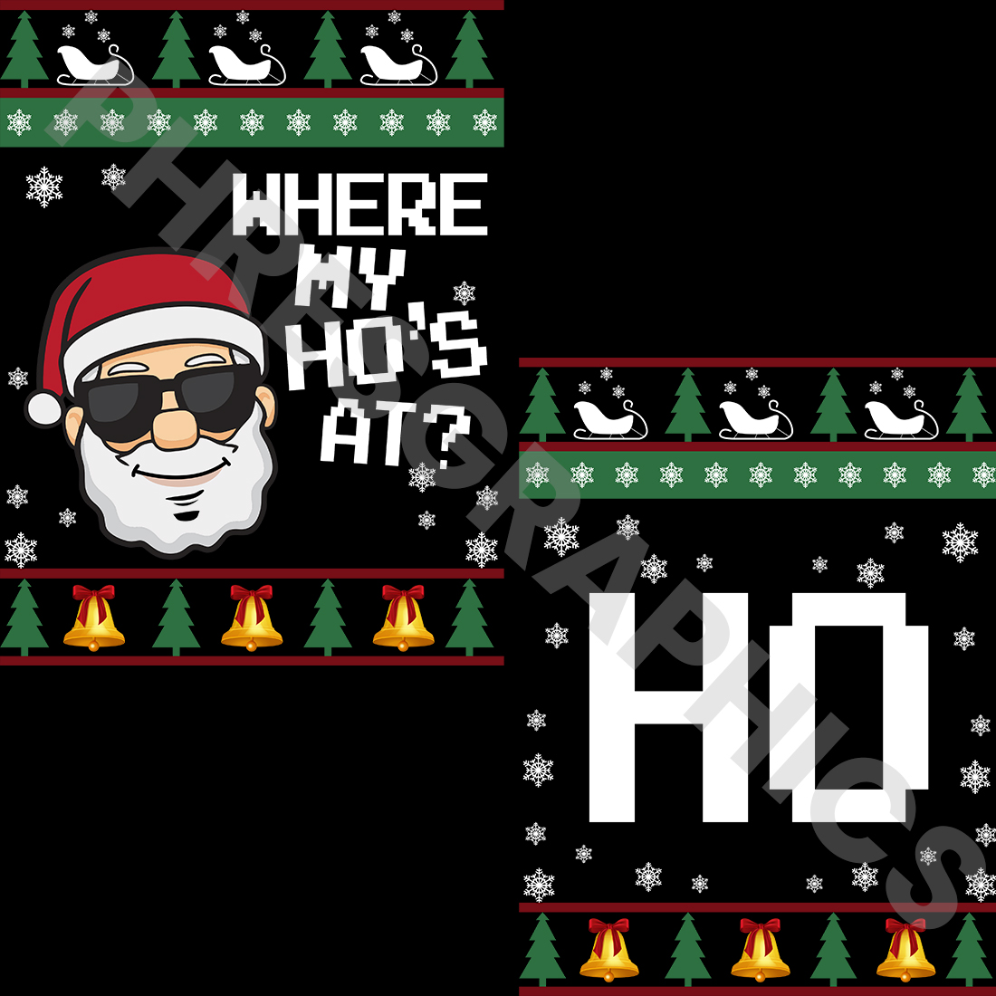 Where My Ho's At Santa Christmas T-Shirt Design preview.