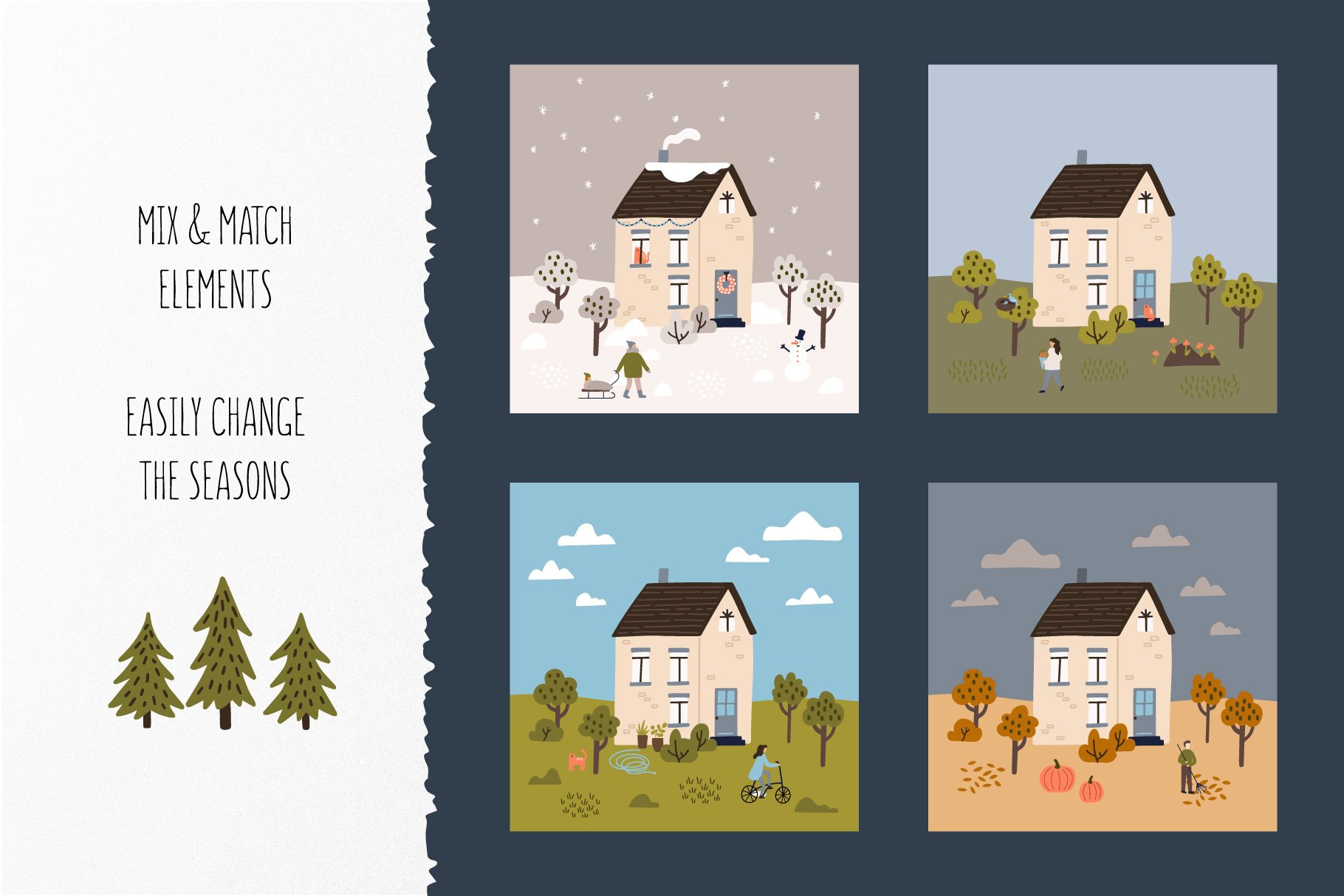 Four houses poster options.