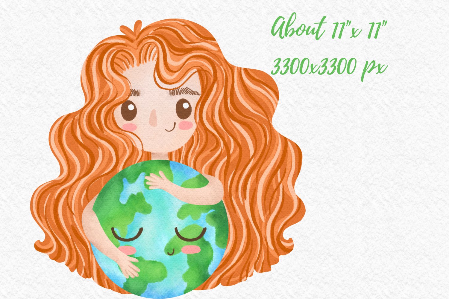 So cute ginger girl with a green planet.