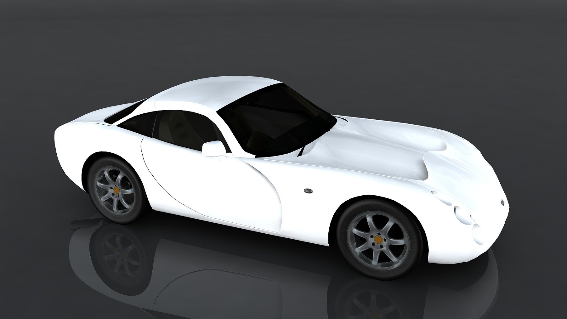 White 2001 tvr tuscan s mockup on a dark gray background.