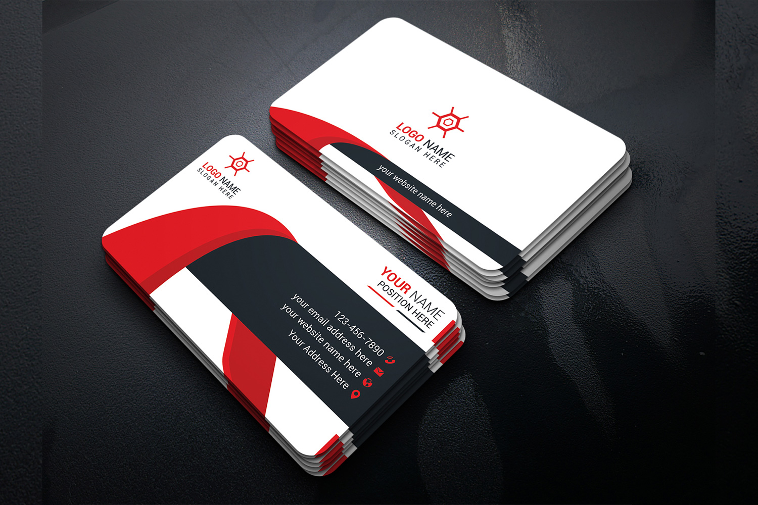 Creative Business Card Design Template Red Accent preview image.