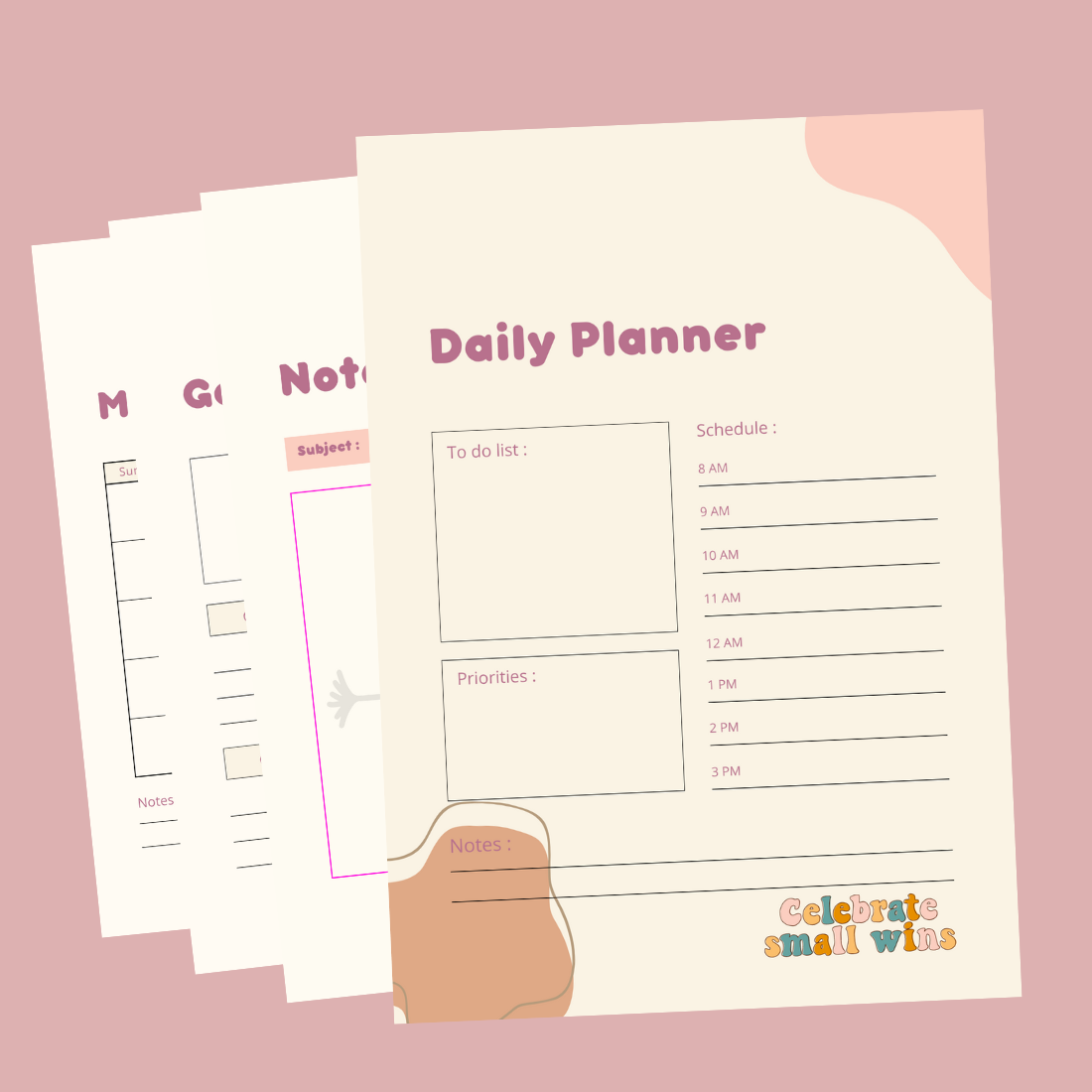 Clean Yearly Planner Bundle Template preview image.