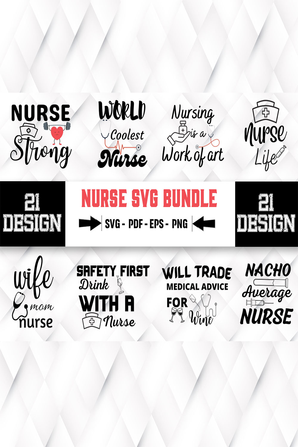 A pack of unique images for prints on the theme of a nurse