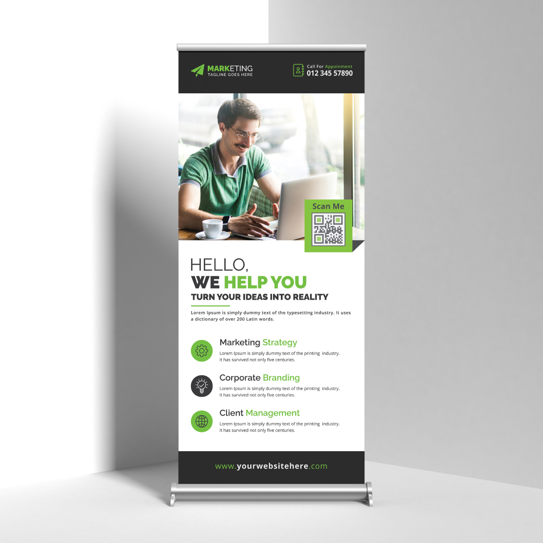 Corporate Roll Up Banner Green Design preview image.