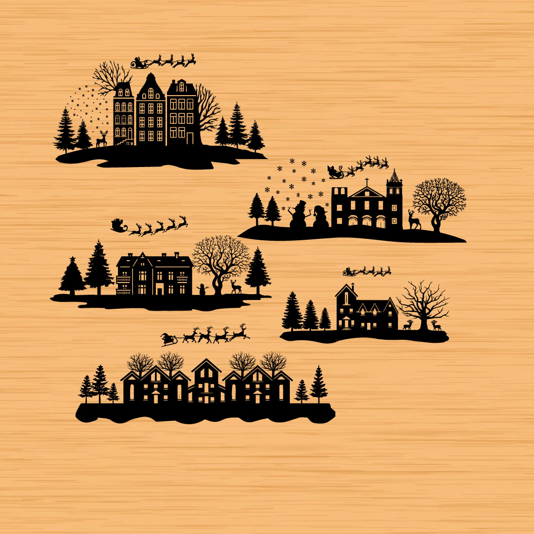 Christmas Big Village House SVG Bundle main cover.