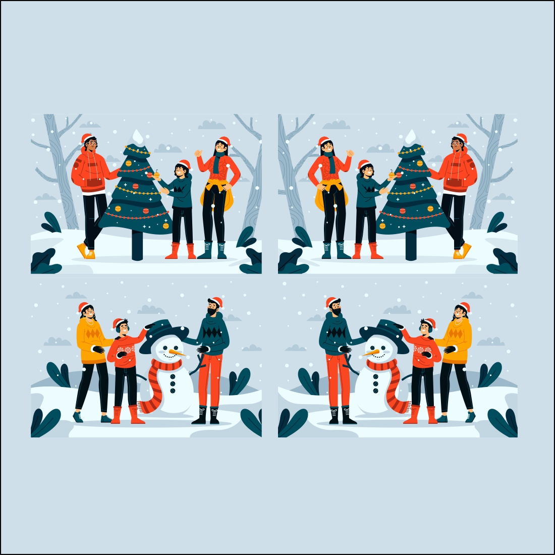 Christmas Scene with Snowman Decoration Design cover image.