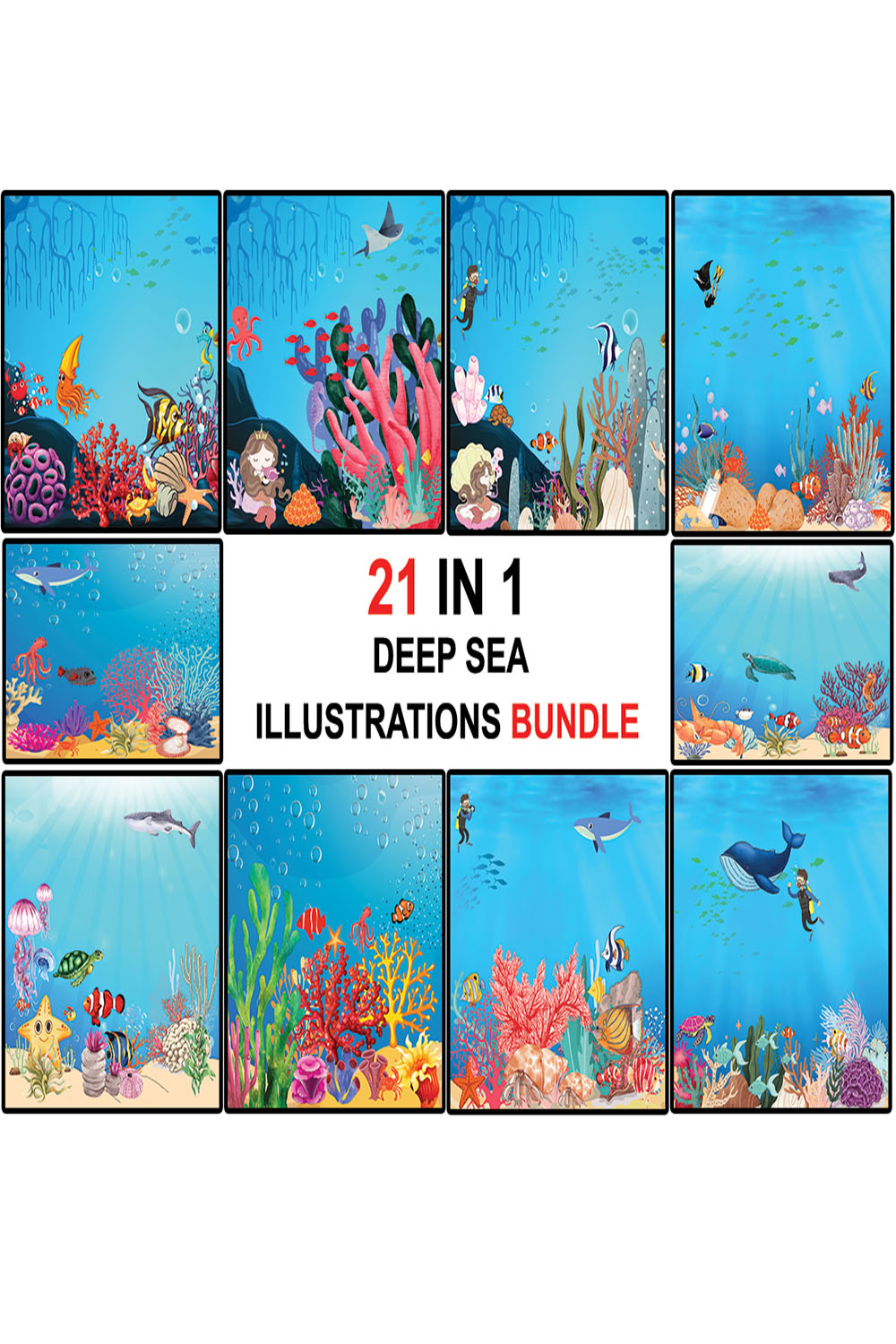 Deep Sea Illustrations Bundle pinterest image.