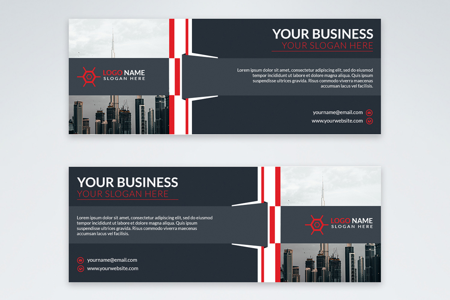 Professional Facebook Cover Design Template with red color.