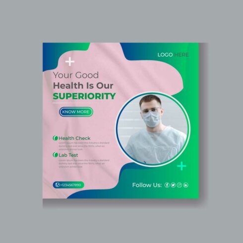 Image of gorgeous medical health care social media post template