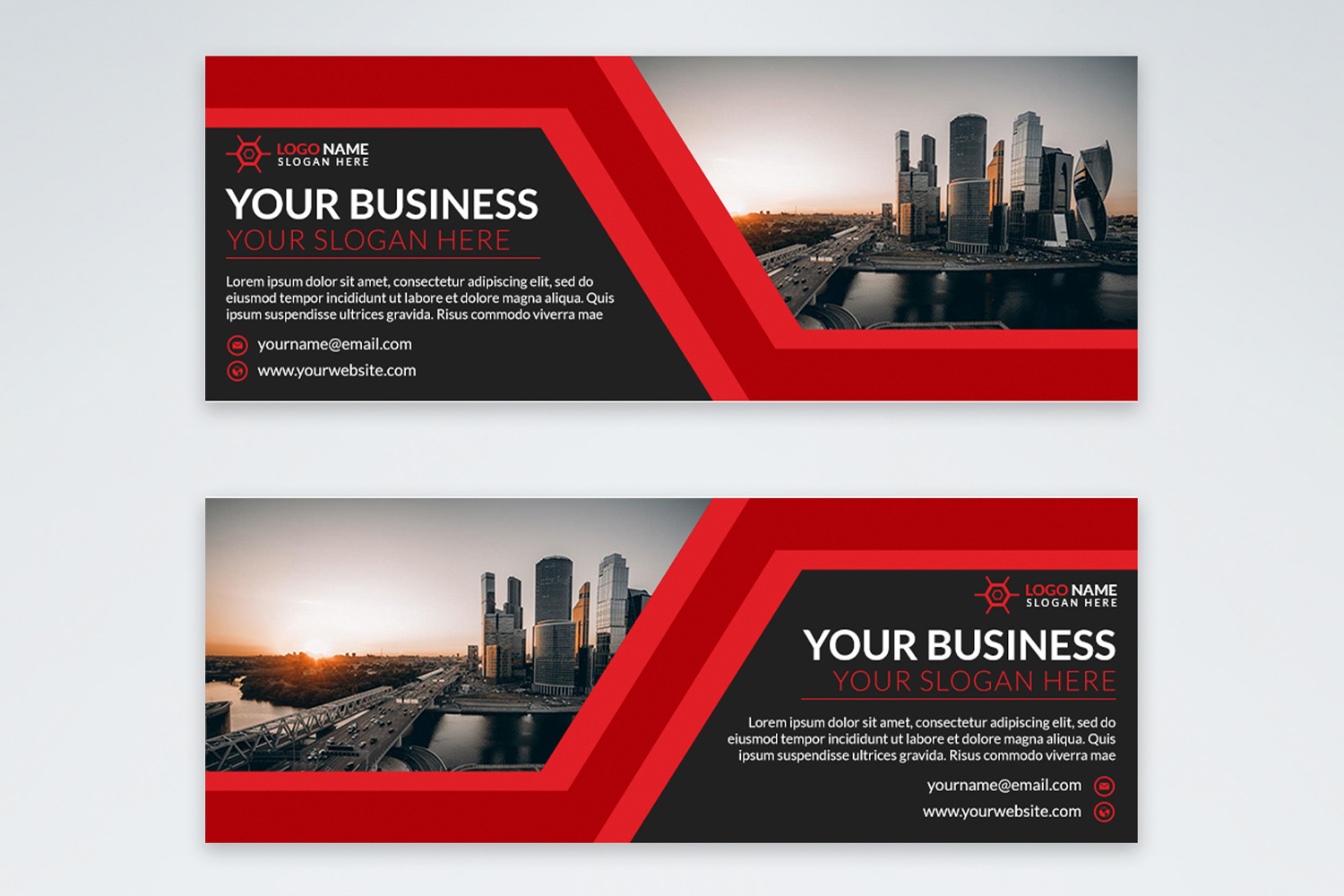 Corporate Facebook Cover Template with red color.
