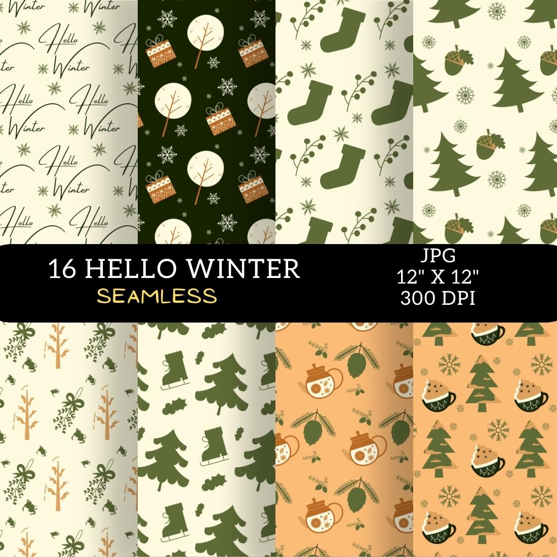 Snow Digital Paper Winter Patterns Design preview image.