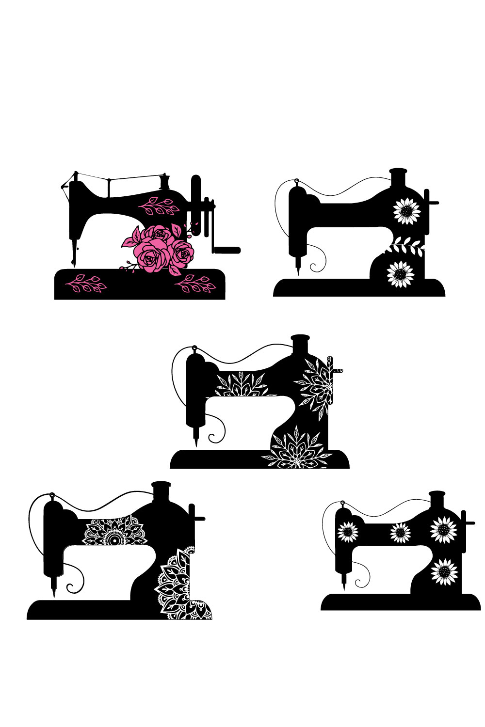 Collection of gorgeous images of sewing machine silhouettes
