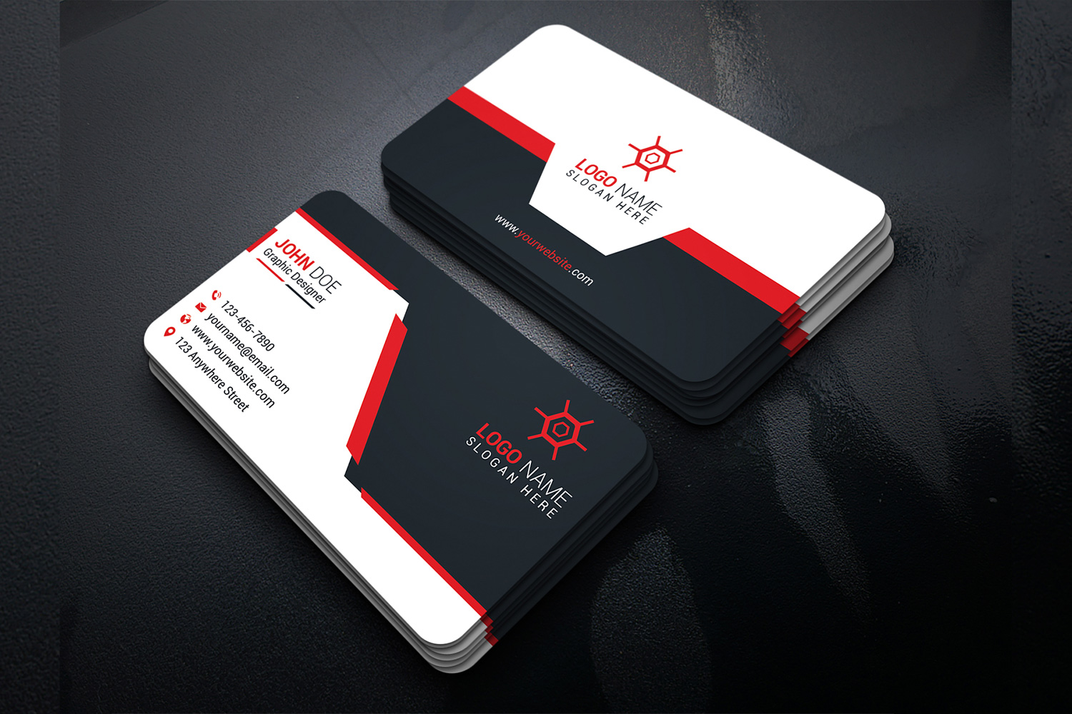 Business Card Corporate Red AccentDesign Template preview mage.