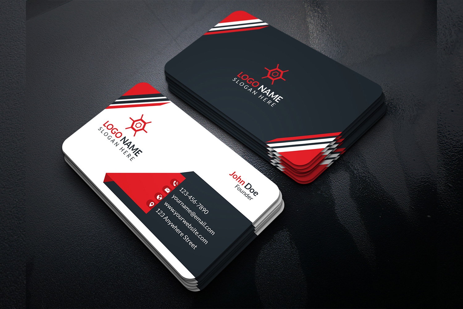 Professional Business Card Design Template red version.