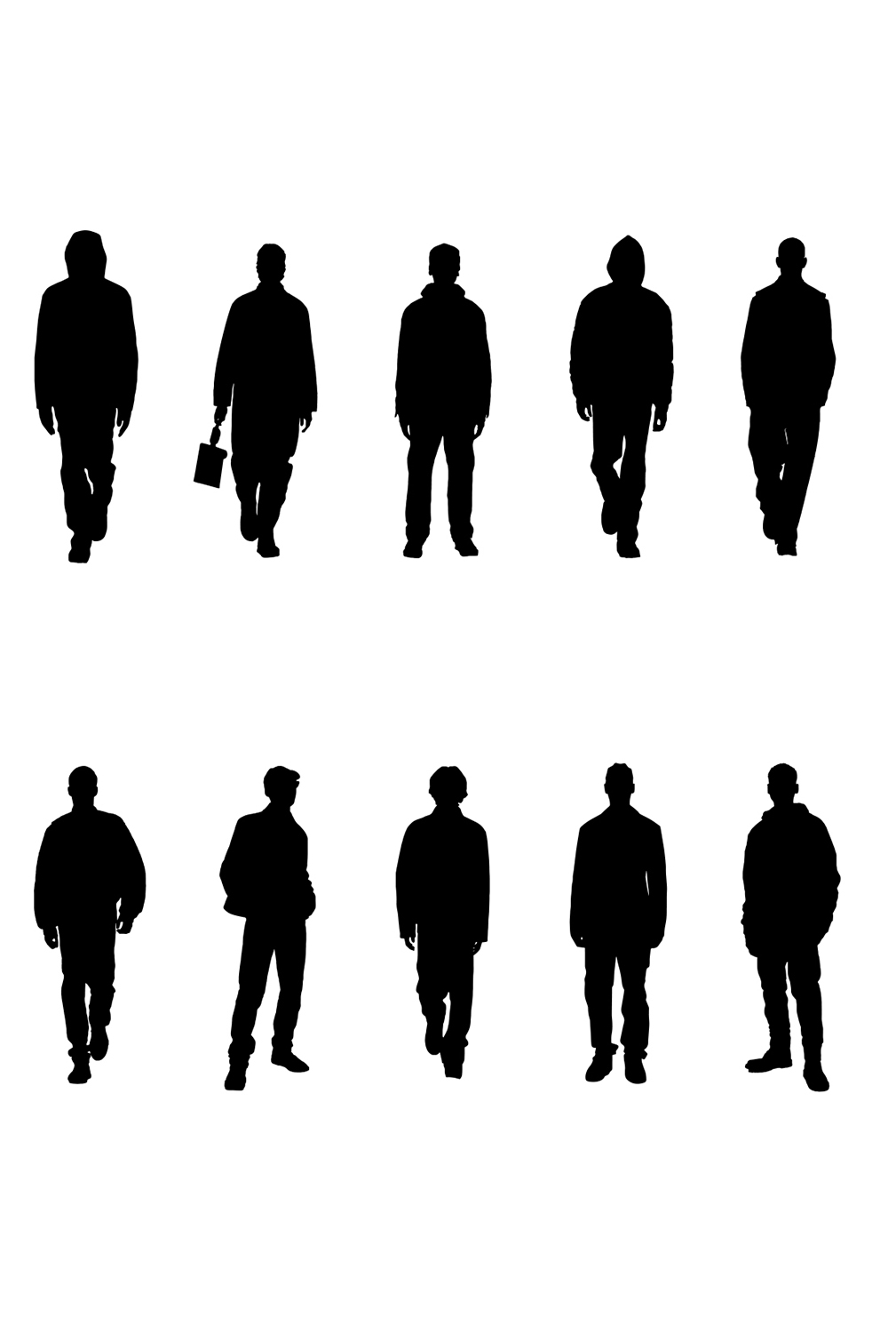 Collection of beautiful images of men silhouettes.