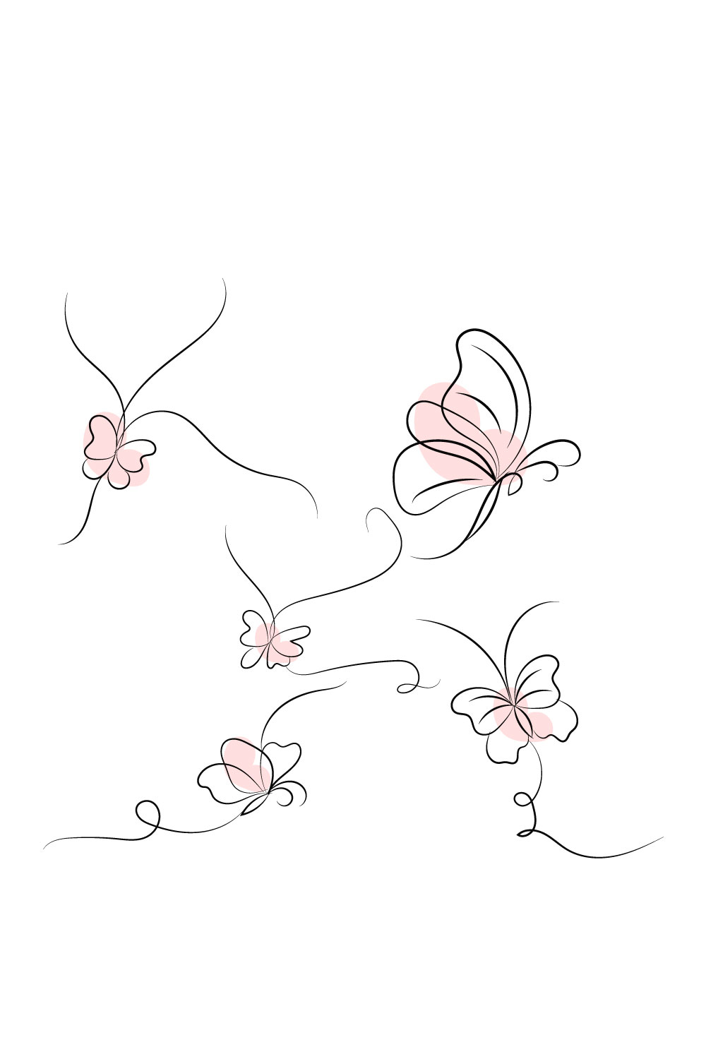 Drawing of two butterflies flying in the air.
