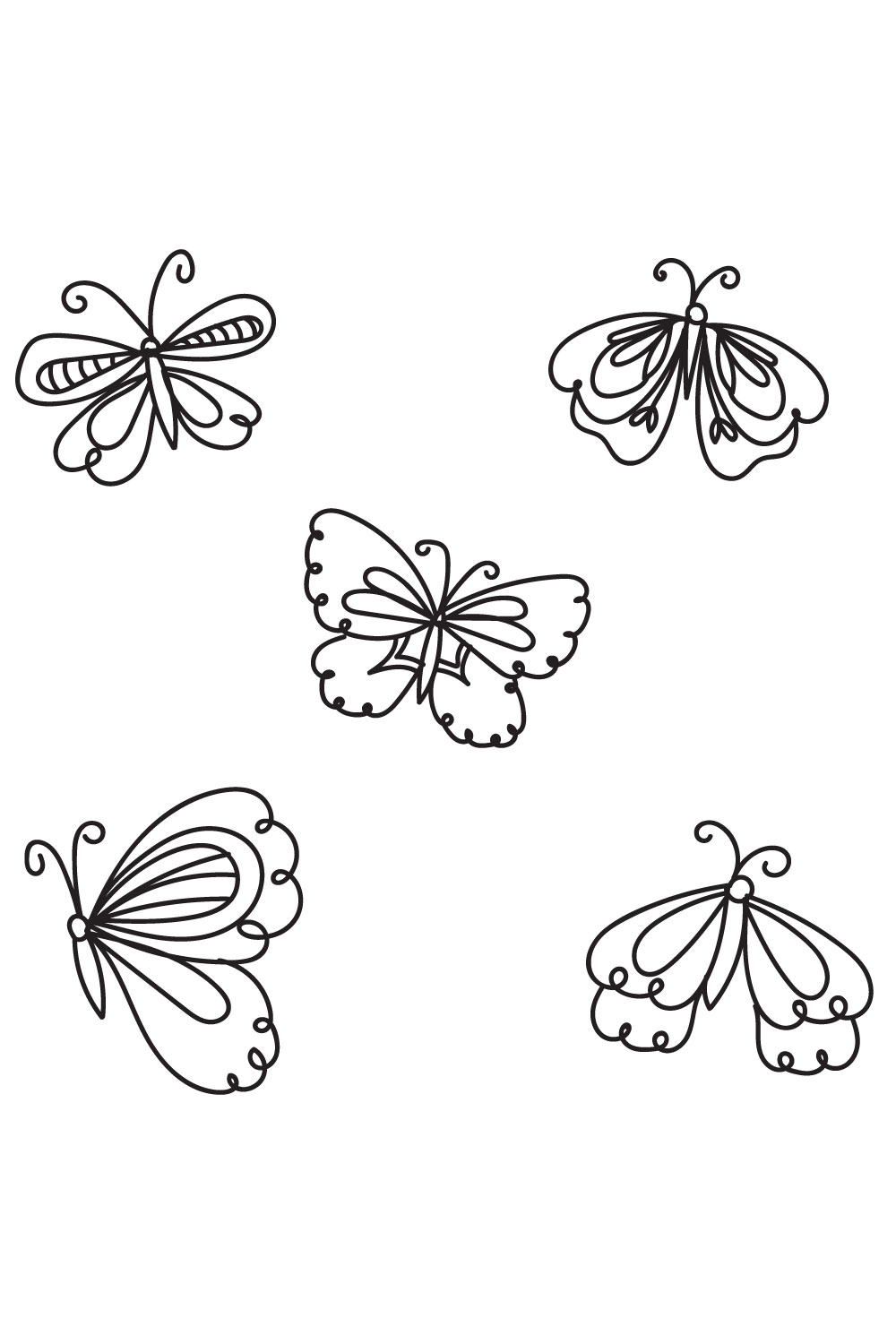 Four butterflies flying in the air.