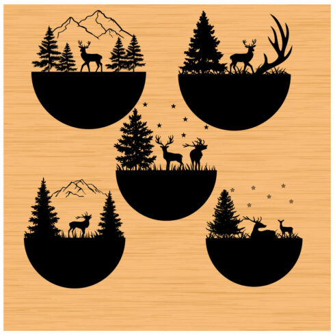 A pack of irresistible Christmas reindeer silhouettes