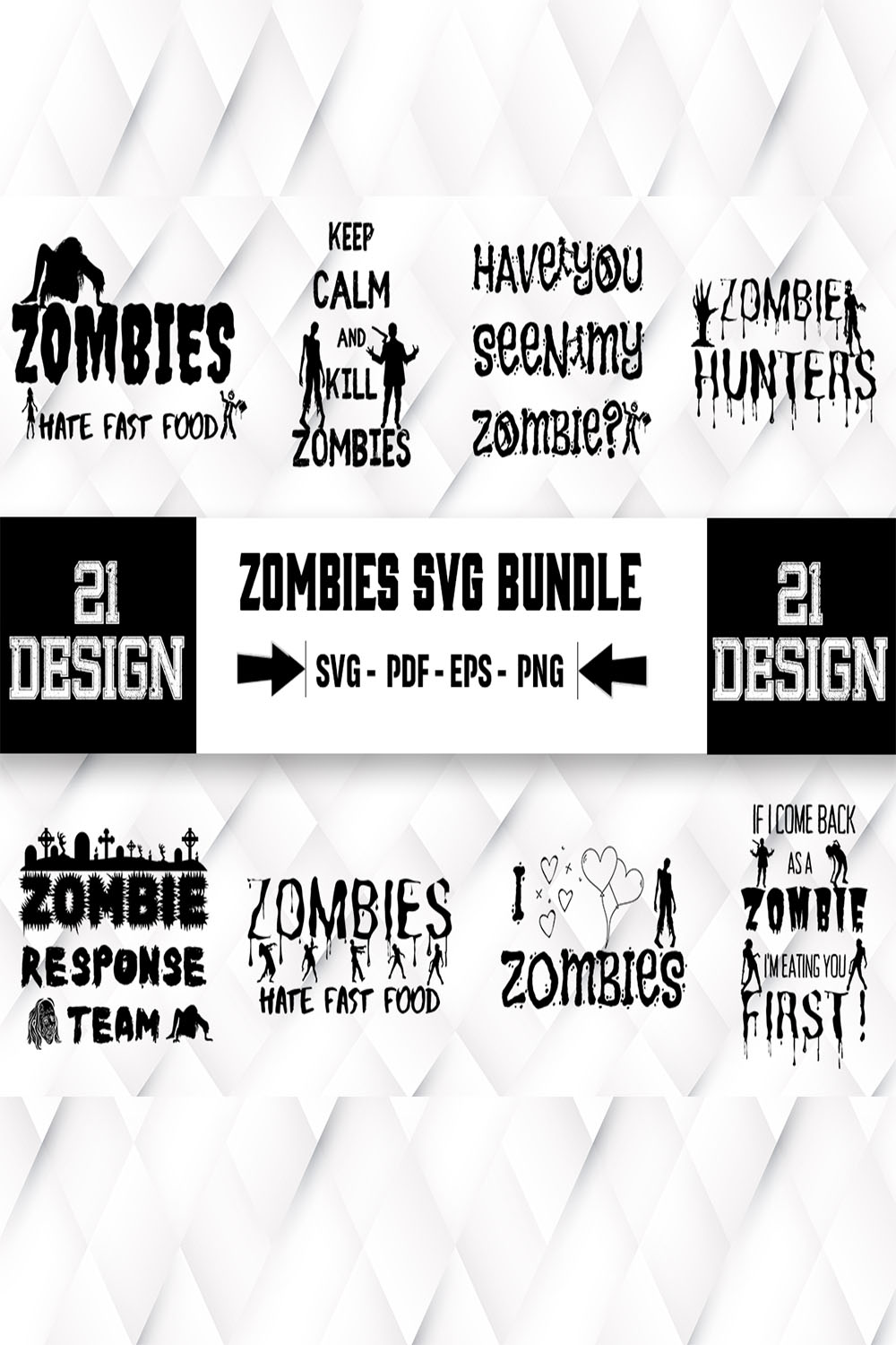 A set of wonderful images for prints on the theme of zombies
