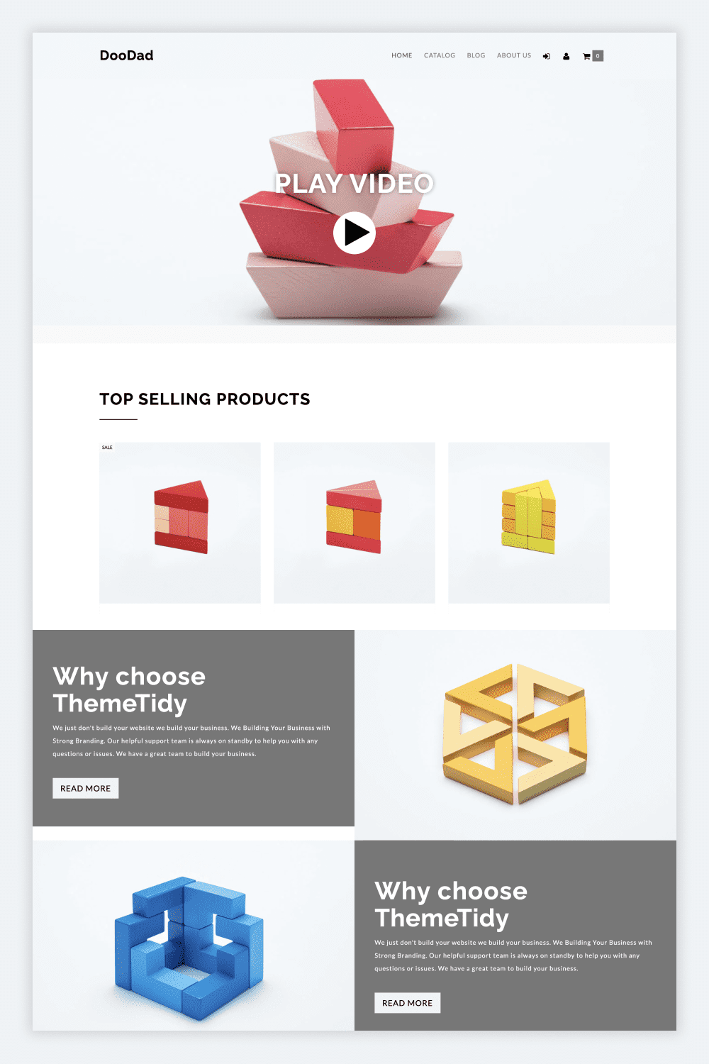 Screenshot of the main page of the puzzle toy store with photos.