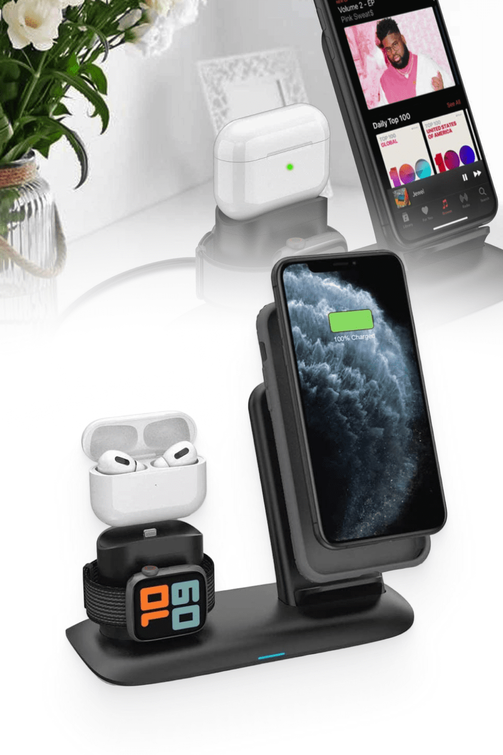 4 in 1 Wireless Charging Station for ipad, Apple Watch and iPhone, Airpods Pro.