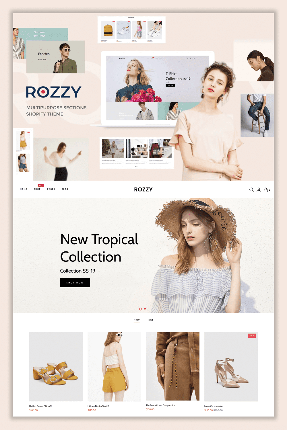 Screenshot of the main page of the online store with photos of girls and clothes.