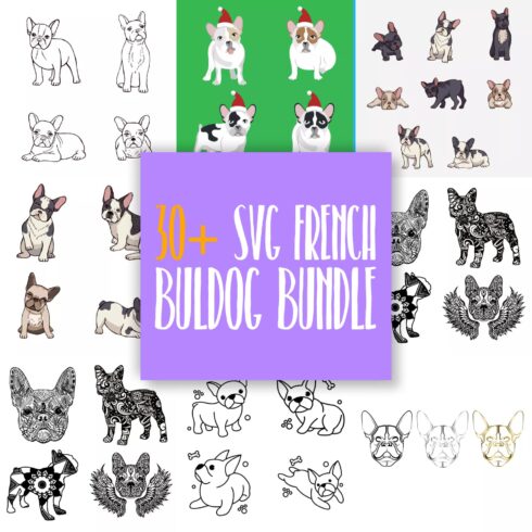 The svg french bulldog bundle includes a variety of dogs.