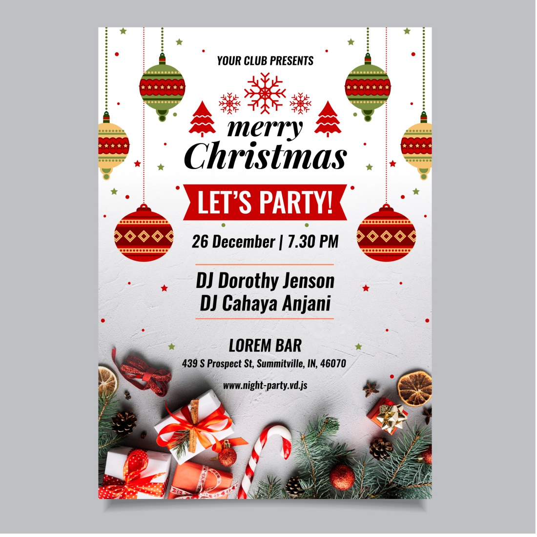 Christmas Party Poster Flyer Templates preview image.
