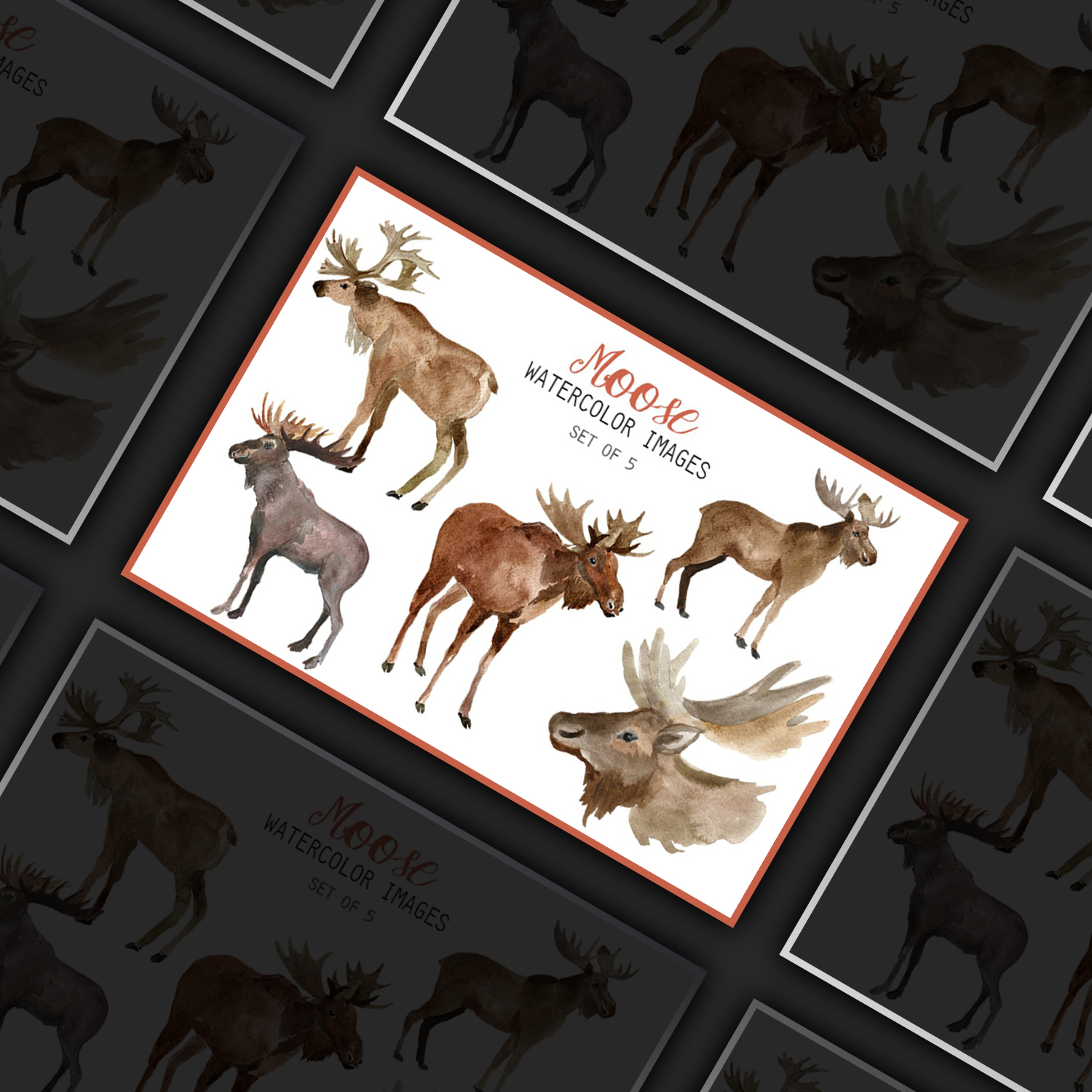 Watercolor Moose Clipart cover.