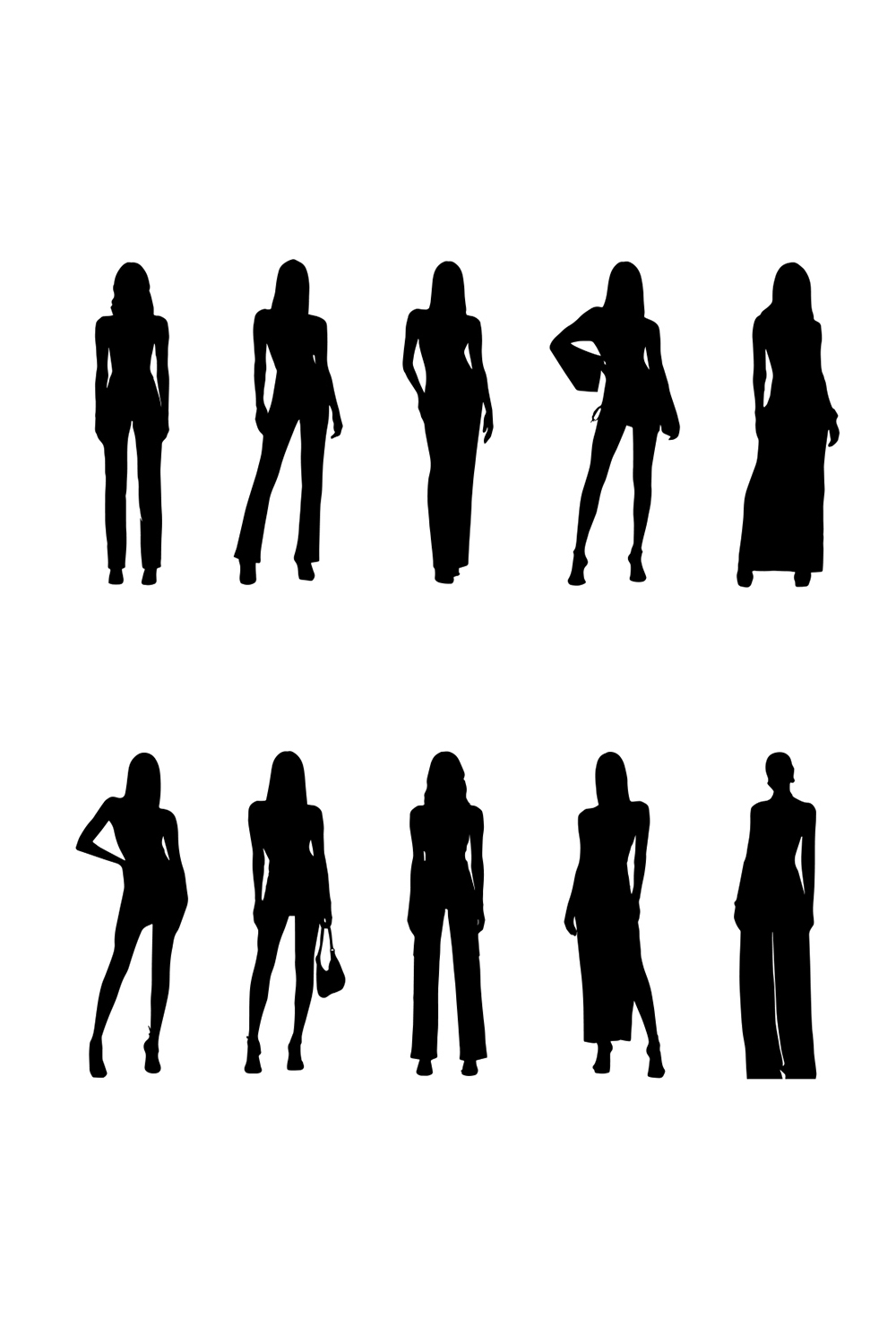 Set of beautiful images of women silhouettes.