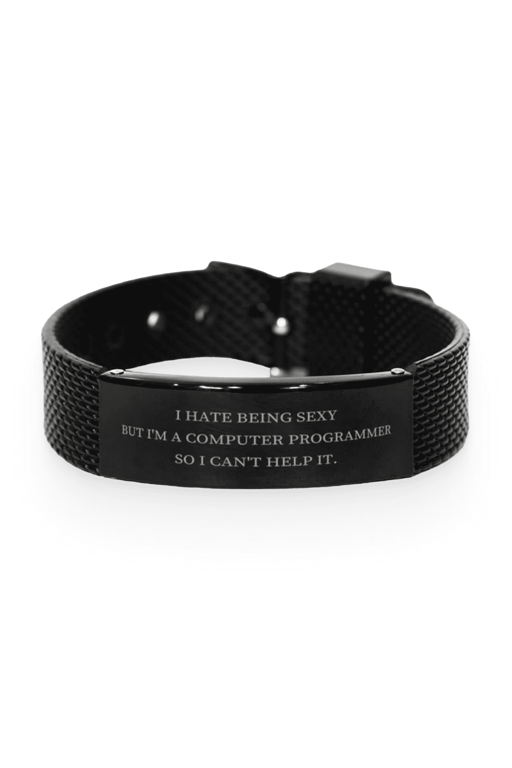 Funny Computer Programmer Black Shark Mesh Bracelet.