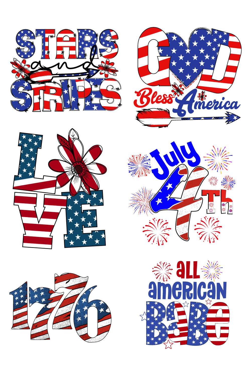 4th of July T-shirt Designs pinterest image.