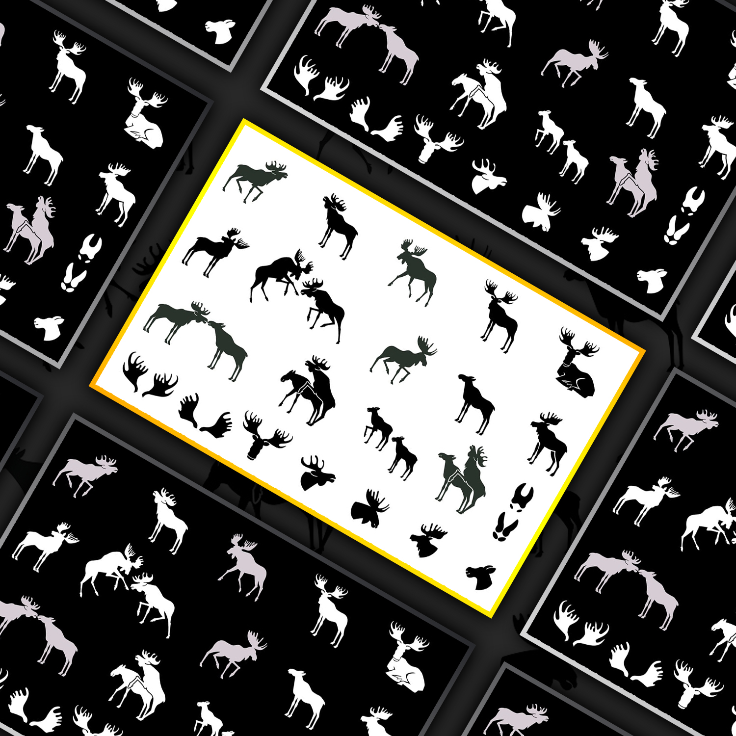 Set of Moose Silhouettes. Vector Ima cover.