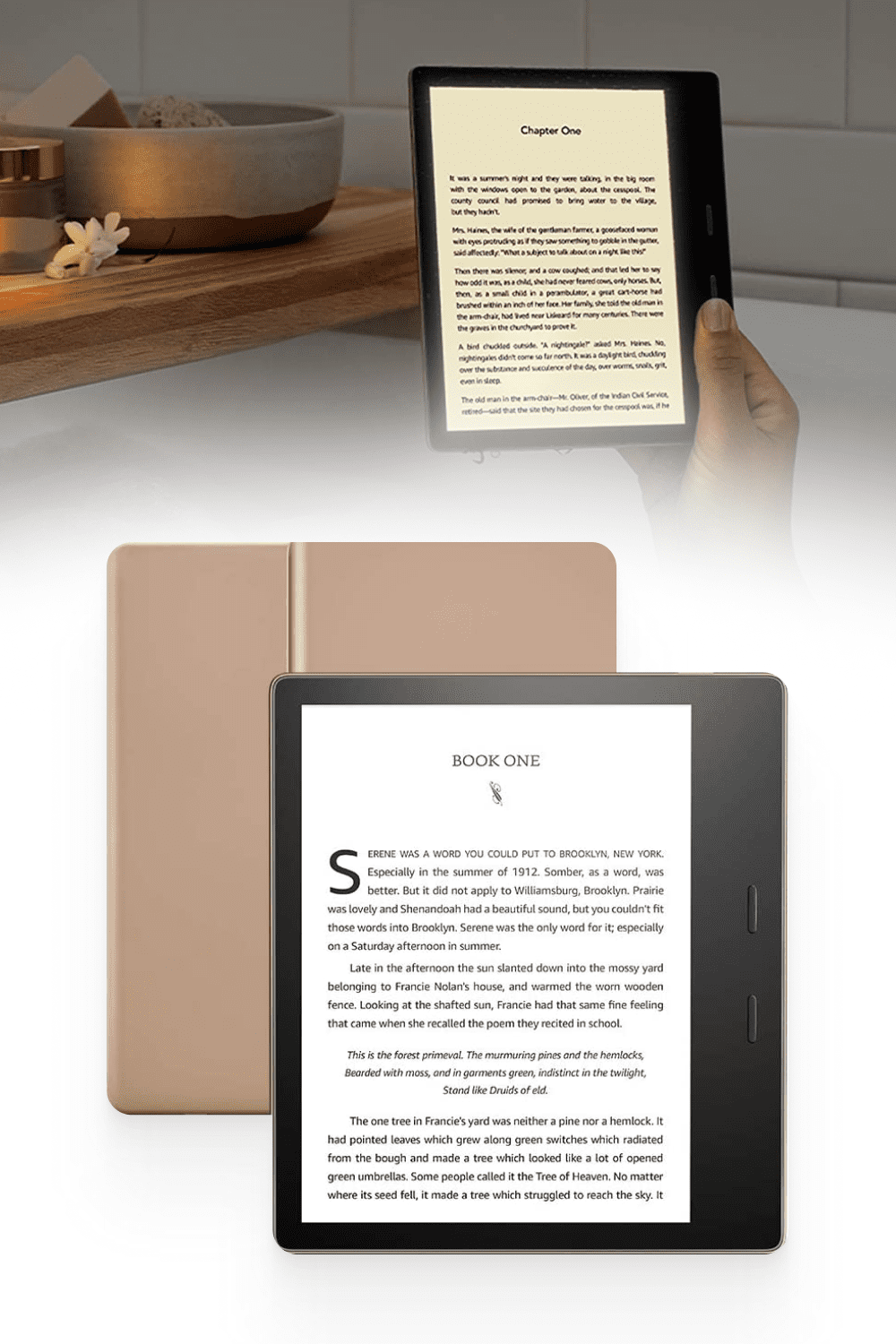 Kindle Oasis – With 7 inch display and page turn buttons.