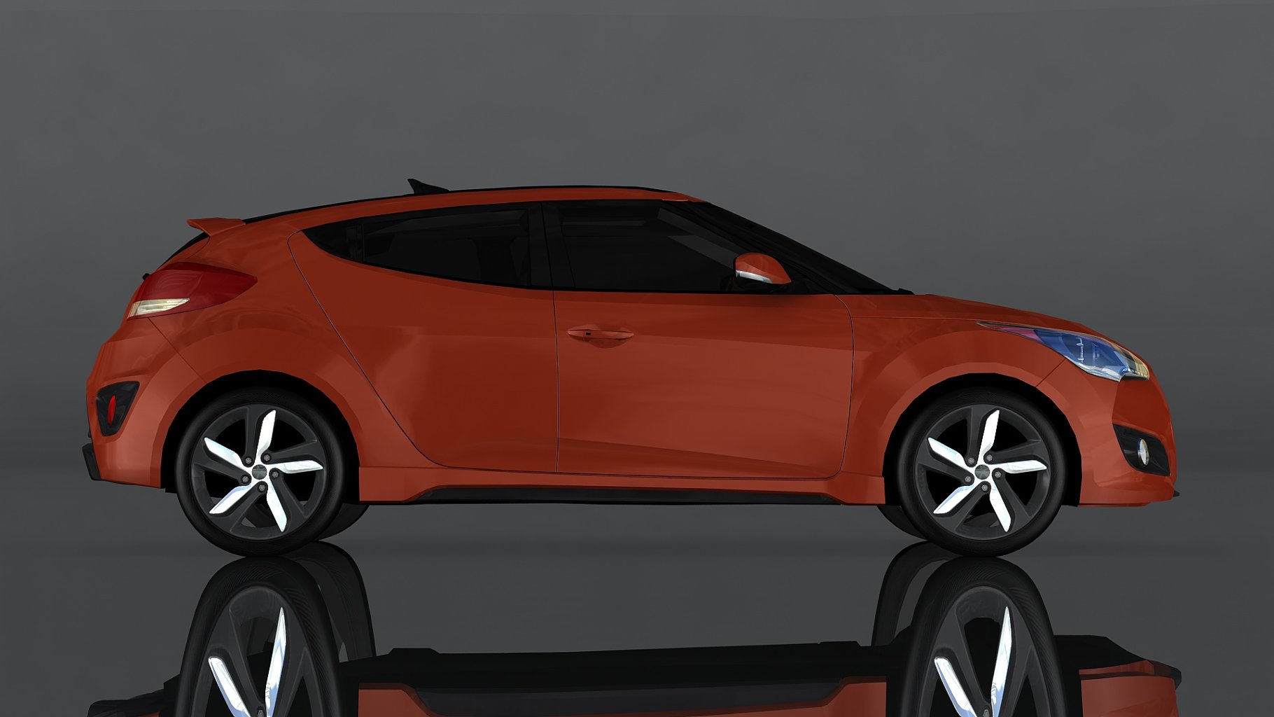 Mockup in the side of hyundai veloster car.