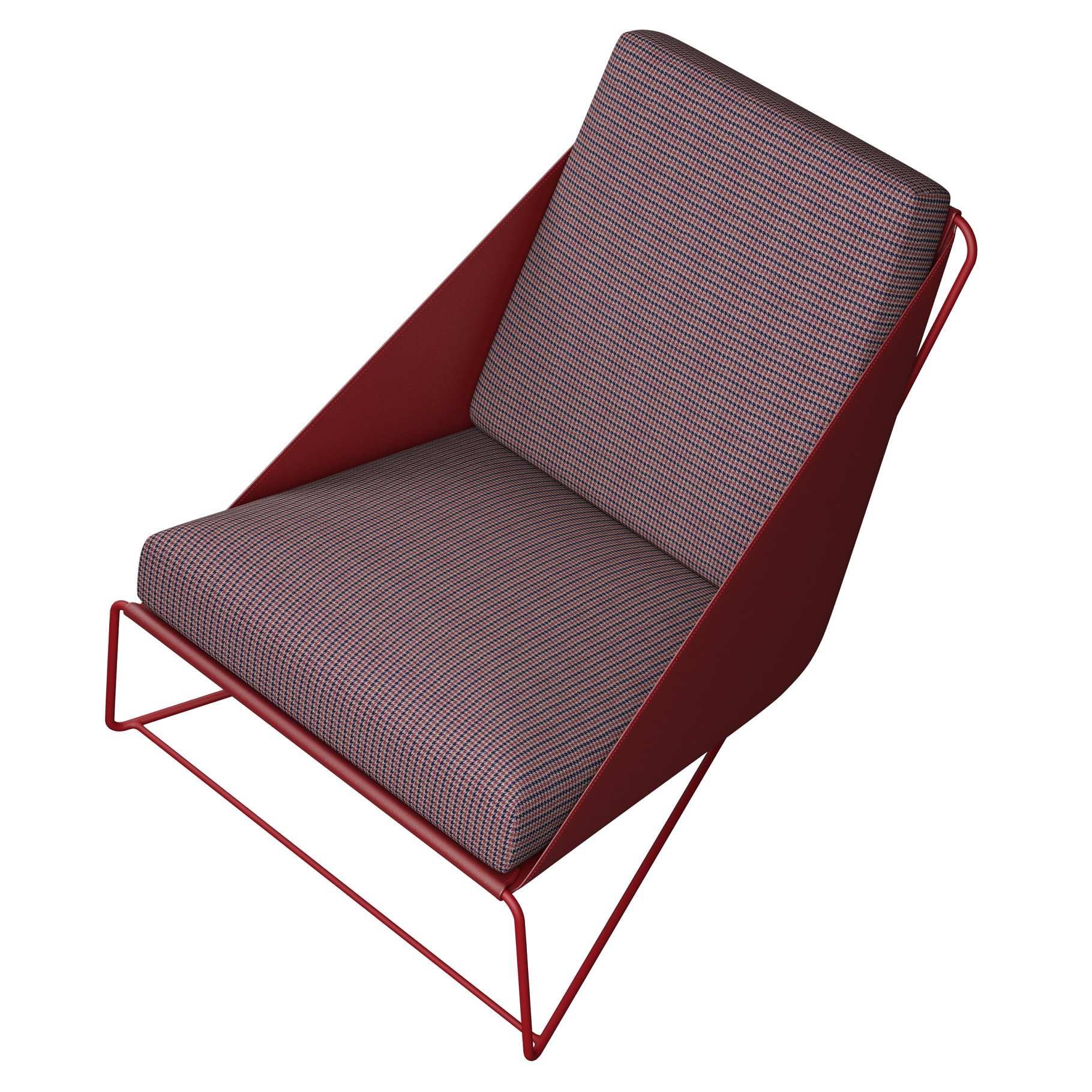 Rendering of a beautiful 3d model of a red chair top view