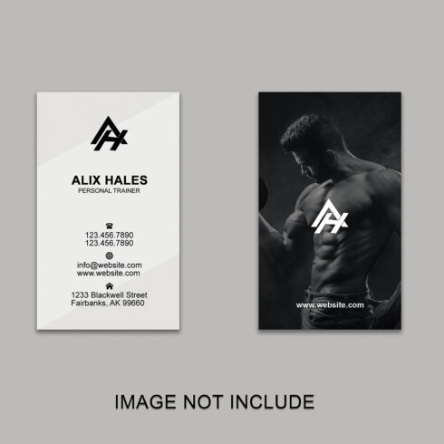 Vertical Professional Gym Business Card - Personal Trainer Business Card Template main cover.