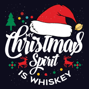 Image with colorful inscription christmas spirit is whiskey.