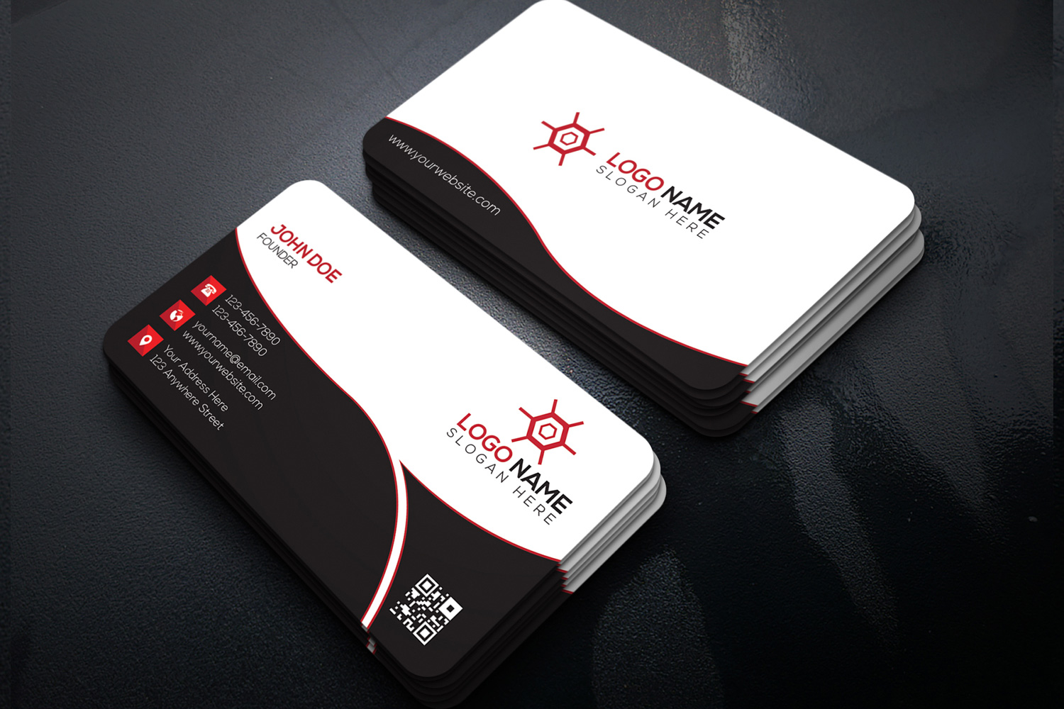 Modern Business Card Design red version.