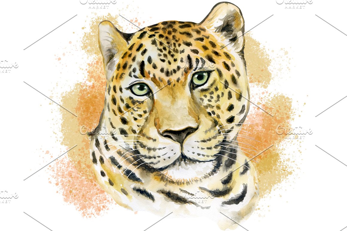So nice watercolor leopard face.