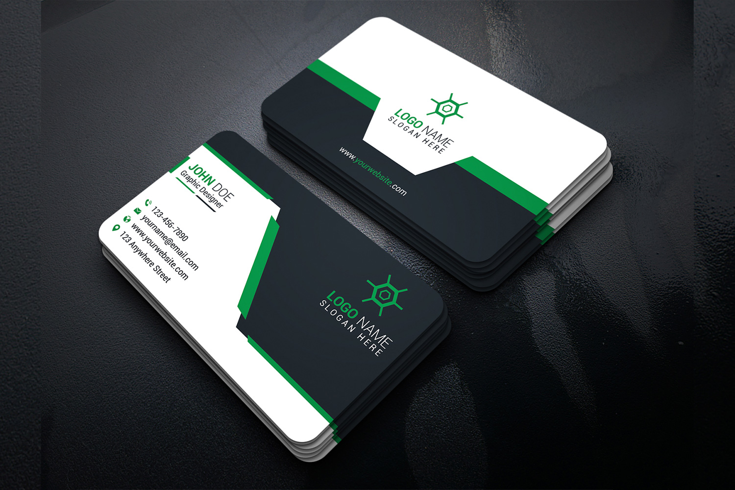 Business Card Corporate Green AccentDesign Template preview mage.