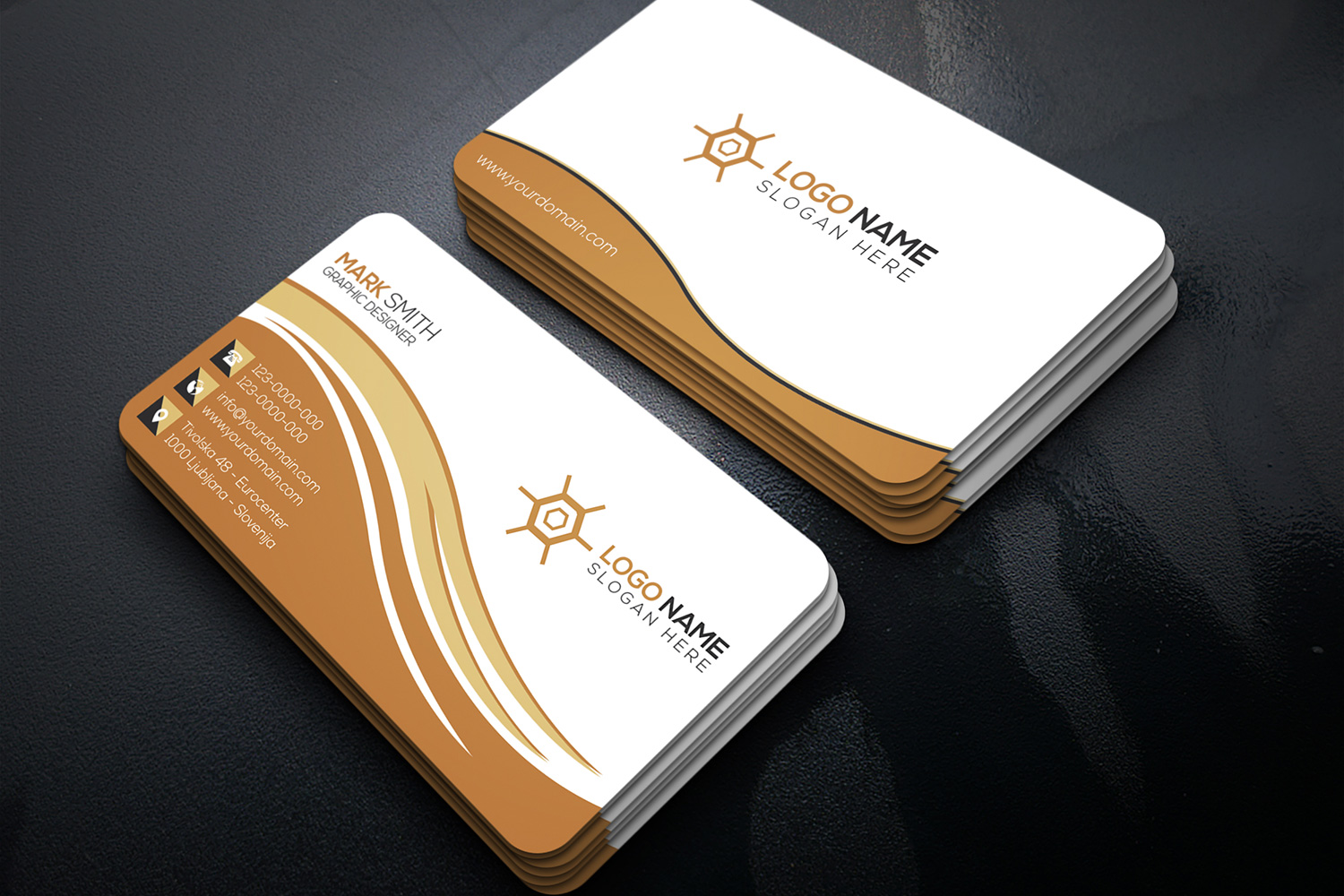 Creative Business Card Beige and WhiteDesign Template preview image.