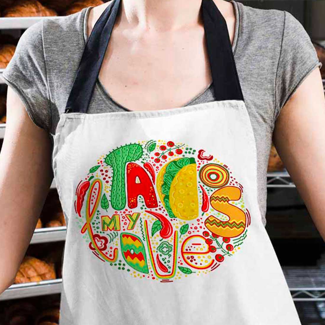 Nice idea to use this food illustration on an apron.