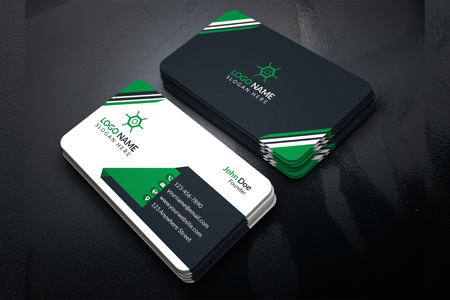 Preview for Green Professional Business Card Design Template.