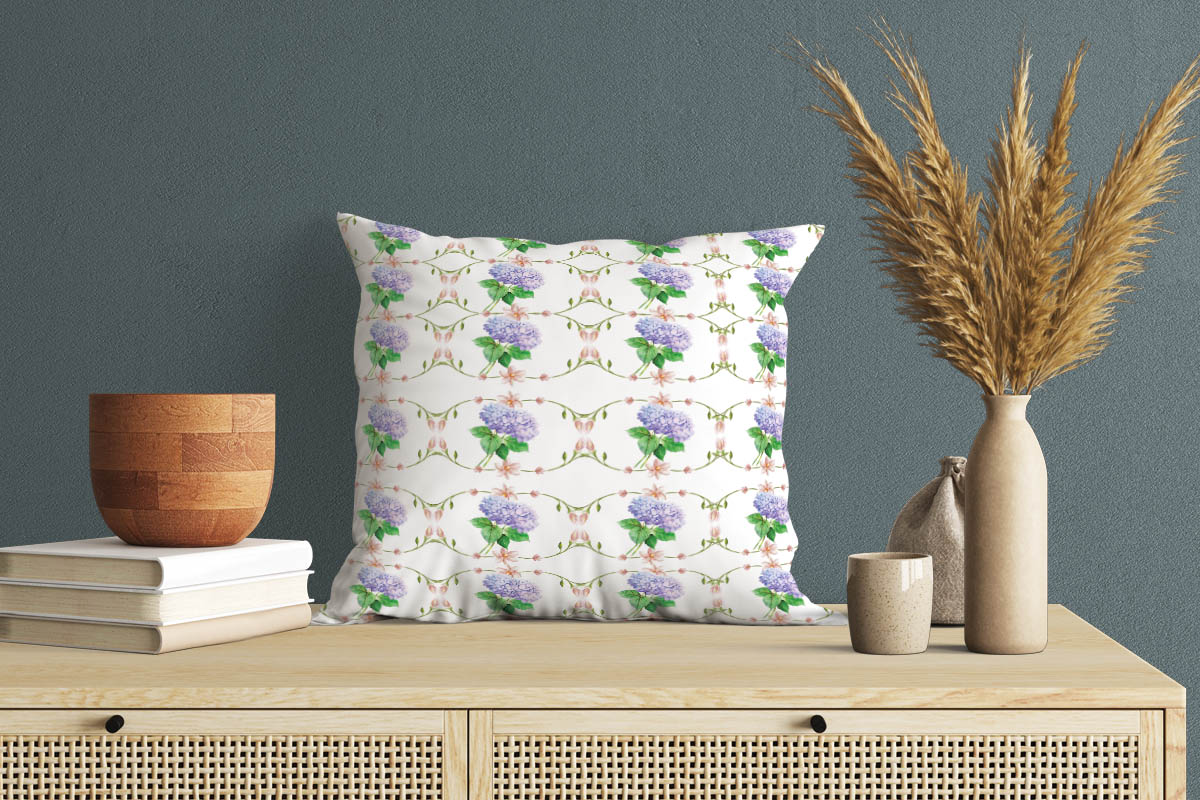 Decorate pillow with green flowers.